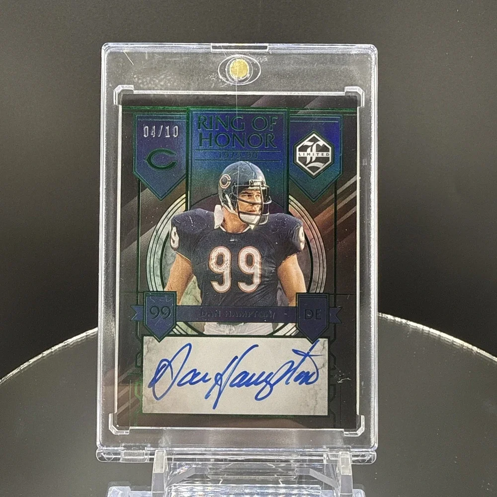 2023 Panini Limited DAN HAMPTON Ring of Honor Auto Green 4/10 - Bears HOF